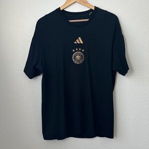 Adidas Men's German National Football Team Tee Shirt with Gold Emblem